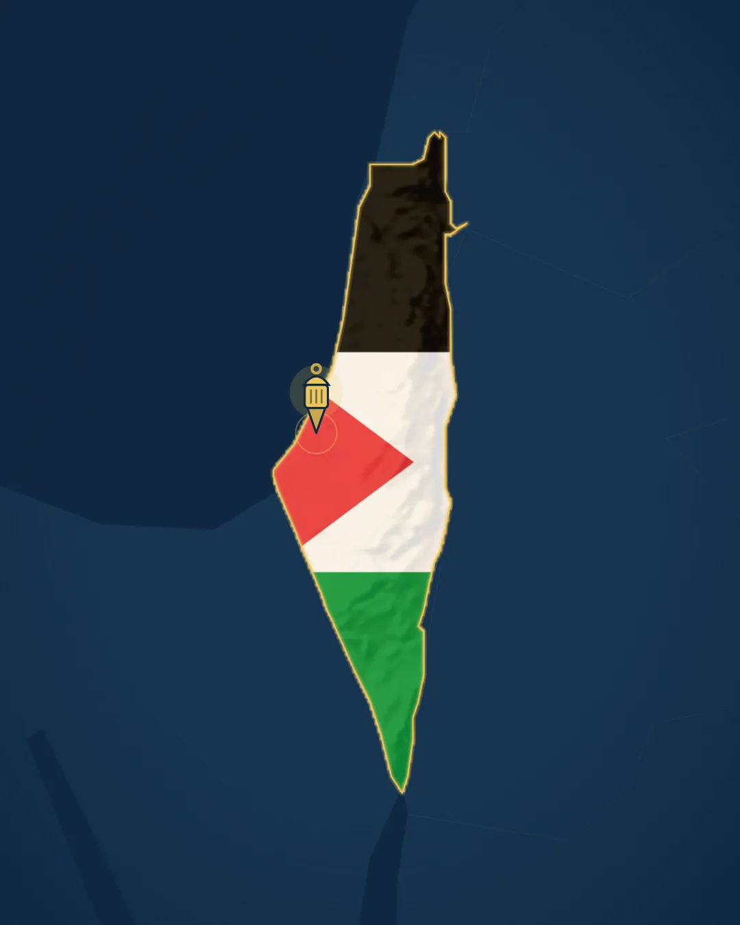 خريطة فلسطين وعليها موقع بيت حانون